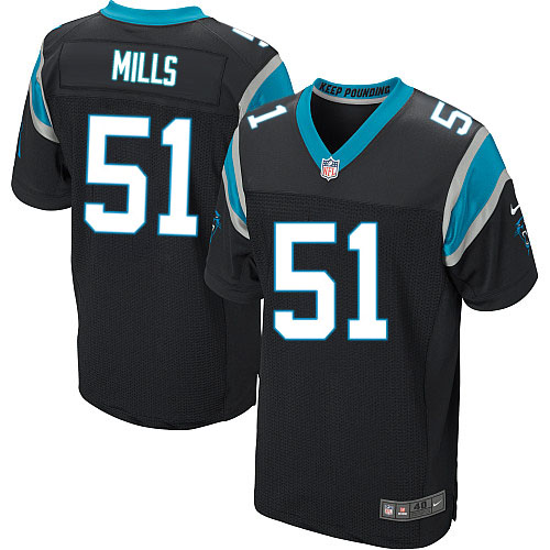 Nike Panthers #51 Sam Mills Black Team Color Men's Stitched NFL Elite Jersey - Click Image to Close